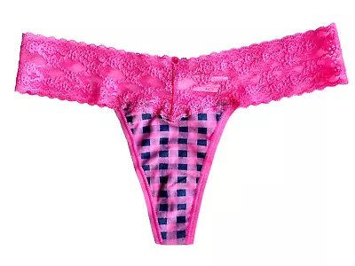 New! Rare! Victoria's Secret Pink Plaid Barbie Thong Panties Lace Band Size Xs • £11.57