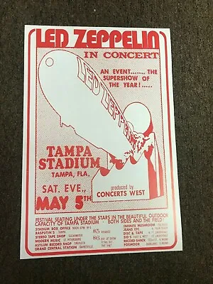 $7.99 • Buy Led Zeppelin May 5 1973 Tampa Florida Cardstock Concert Poster 12  X 18 