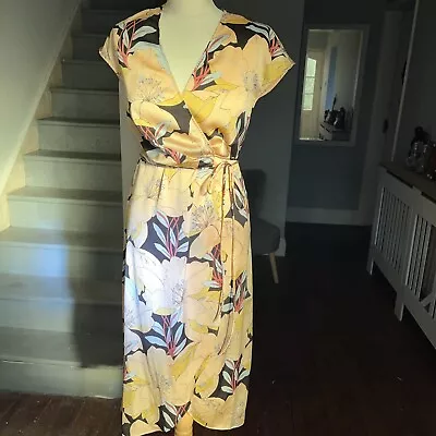 Mango Peach Multi  Silky Feel Wrap Midi Dress Size 6/8 Tags Attached • $12.62