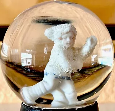 Vtg Snow Globe Dome 1950s: Snow Baby Girl Child Ice Skating Christmas Or Any Occ • $9.99