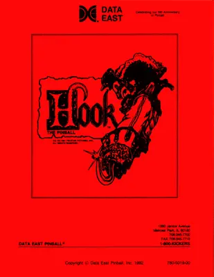 Hook Pinball Game Operations/Service/Repair/Troubleshooting Manual Data East VB • $24.95