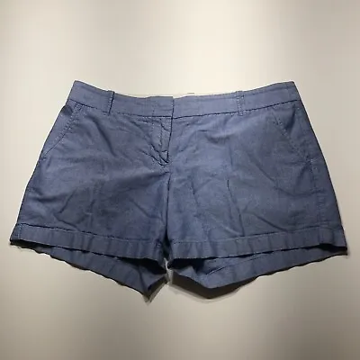 J. Crew Shorts Womens Size 10 Blue Chambray City Fit Lightweight Chino Mid Rise • $12.99