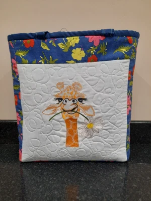 £9.99 • Buy Handmade Fabric Tote Bag, Embroidered Giraffe Design.