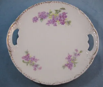 Dbl Handle Serving Plate-Lilacs-Victoria Carlsbad Austria-10  -Hand-Painted-Vtg • $15