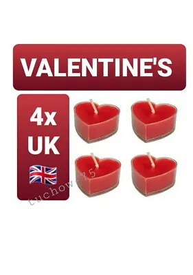 4pcs Valentines Day Candles Red Love Heart Shaped Romantic Dinner Decoration UK  • £2.59