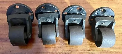 Vintage 4 Steel & Cast Iron Industrial Swivel Caster Wheels Heavy Duty • $34