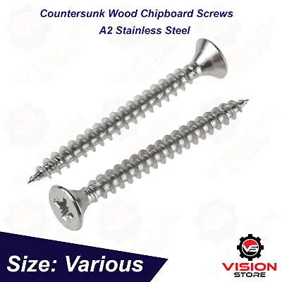 Countersunk Self Tapping Wood Screws Chipboard Screws Stainless Steel A2 Grade • £155.52