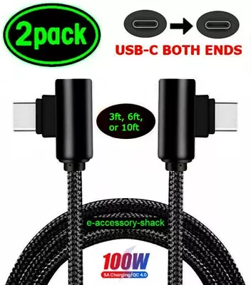 2 PACK 90 Degree Angle USB-C To USB-C Charger Cable Fast Charging Type Sync Cord • $8.94