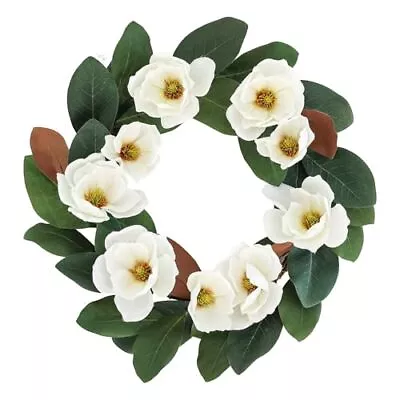 All Seasons Wreath For Front Door W/Silk Cream Magnolia 20-22 Inch Year Round... • $33.10