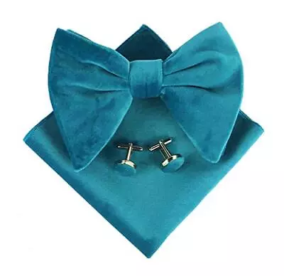 Mens Pre-Tied Oversized Bow Tie Tuxedo Velvet Bowtie One Size Cyan Blue • $28.33