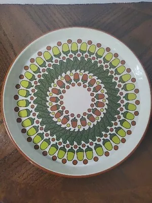 Vintage Round Metal Tray 12  Oak Leafs Acorns & Dots Retro 1970s • $14.99