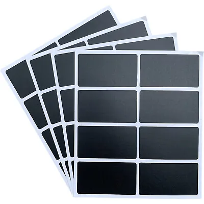 40x Square Chalkboard Labels Black Kitchen Storage Jar Tag Chalk Board Sticker • £3.35