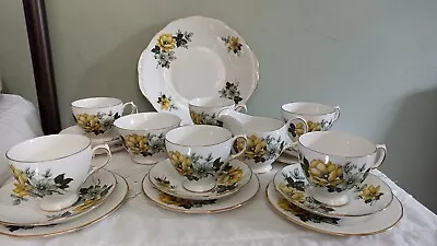 21 Pieces Tea Set Queen Anne Bone China 6 Trios Jug Sugar Bowl Cake Plate • £35