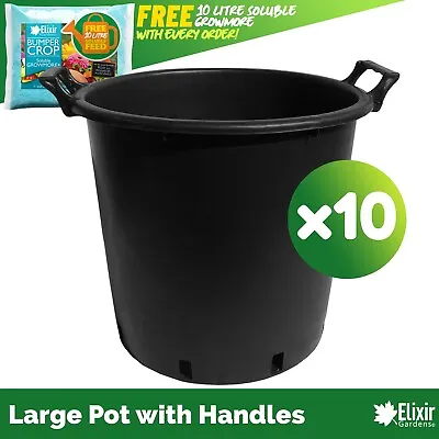 10 X Heavy Duty 30 Litre Plastic Plant Pots With Handles | Containers/Tubs/Pots • £35.99