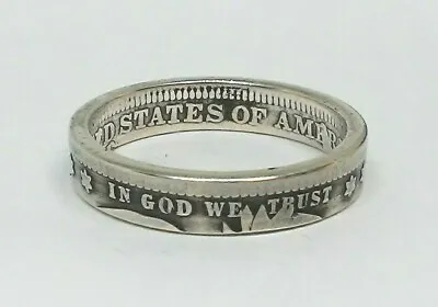 COIN RING HANDMADE FROM 100 YEAR OLD SILVER BARBER QUARTER Sizes 4-8 THIN BAND • $34.99