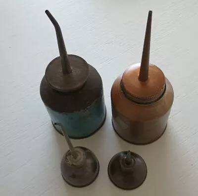 4 Vintage  Oil Cans Thumb Pump Different Sizes • $10.96