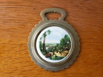 Vintage Ceramic/Brass Protection Amulet Martingale Horse Ornament/Medallion • $34