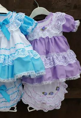 DREAM Baby Girls Traditional Netted Dress And Frilly Knicker Set Or Reborn Dolls • £24.99