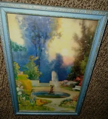 R. Atkinson Fox Garden Water Fountain Flowers Urn Tree 13 X9  Framed Print 1920 • $79.99