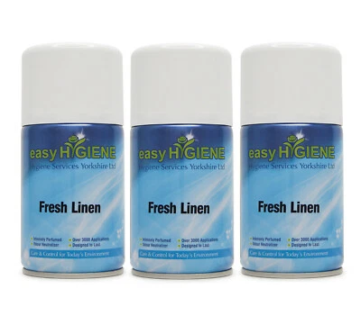 £11.99 • Buy FRESH LINEN Auto Automatic Air Freshener Dispenser Refill Cans X 3 Laundry Smell