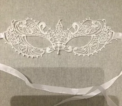 White Lace Floral Venetian Mask Masquerade Ball  Ice Queen Metallic Spike Uk • £3.50