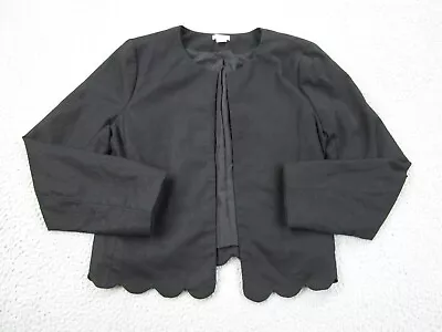 J. Crew Jacket Womens S Black Linen Blend Scallop Waist Open Blazer Coat Small • $11.52