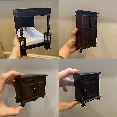  Mini 1:12 Doll House Miniature Furniture Medieval Tudor Bedroom Suit Eden • $49.67