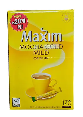Korea Maxim Mocha Gold Mild Coffee Mix Instant Coffee 170pcs Stick Sweet Sugar • $43.99