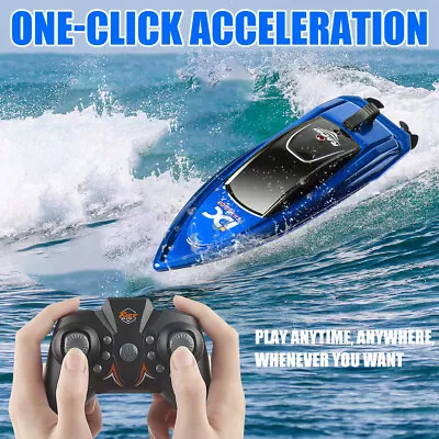 Electric Mini RC Boats Remote Control Racing Boat 2.4G 4CH Double Motor W/LED • $13.83