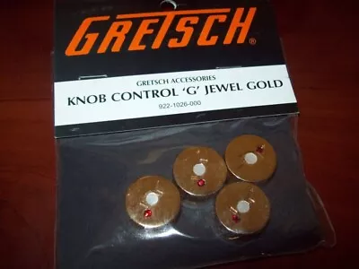 NEW Genuine Gretsch Knobs (4)  G  Logo With Arrow & Jewel - GOLD 099-1026-000 • $62.19