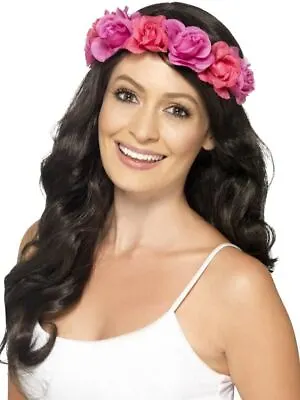 £4.50 • Buy Floral Headband, 60s 70s Hippy Adult Fancy Dress Costumes, PINK