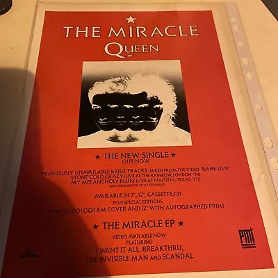 Queen  The Miracle   Original Advert/ Poster/clipping • £4