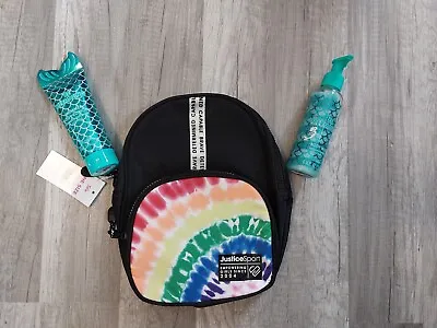 NWT Justice Girls Rainbow Mini Backpack & Lotion  Body Wash Gift Set Blueberry • $24