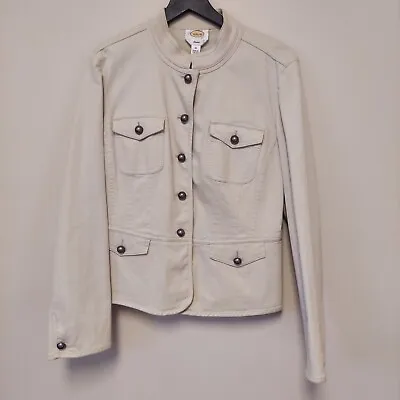 Talbots Jacket Size 16 Military Style Cream Beige Work Wear Career • $27.99