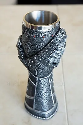 Medieval Knight Crusader Maltese Cross Gauntlet Drinking Goblet 9.25” Tall • $24