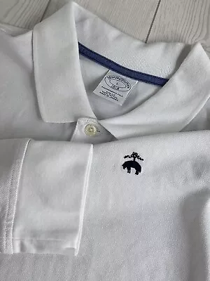 Brooks Brothers Polo Shirt Mens Large White Long Sleeve Slim Fit Embroidery Logo • $22