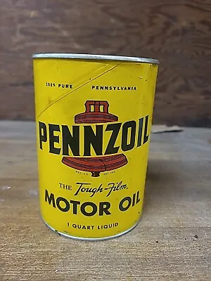 Vintage Pennzoil Tough-Film Motor Oil 1 Quart Cardboard Can SAE 10 W Unopened • $9