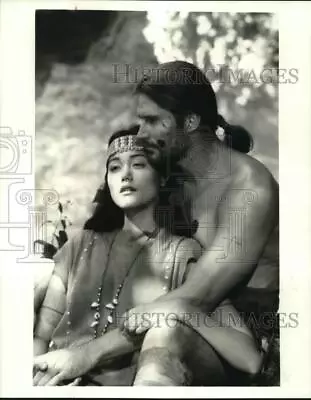 1995 Press Photo Actors Sandrine Holt Miles O'Keeffe  Pocahontis: The Legend.  • $19.99