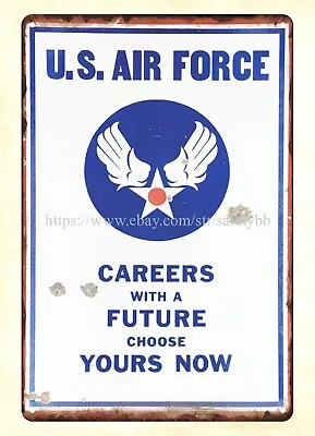 U.S. Army Air Force Careers With A Future Metal Tin Sign Hanging Metal Wall Art • $18.95