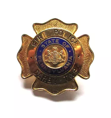 Vintage Metal Fire Police Darby Township State Of Pennsylvania Badge T333 • $19