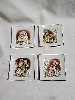 Vintage Japan Porcelain MIniature Plates Wall Hangings Hummel-like Set Of 4 • $6.99