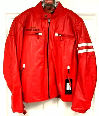 Moto Guzzi Racing Motorbike Leather Jacket In Cow Hide/5 Ce Approved Protectors • $167.72