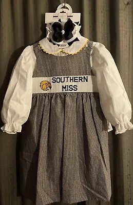 Girls NWT Vive La Fete Smocked Dress 2 Piece Set Southern Miss Free Bow 24 Mos • $39.37