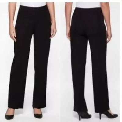 Misook Exclusively Straight Leg Fine Knit Pull-on Black Pant Packable LP • $40