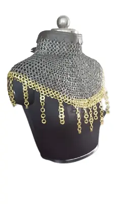 Chainmail Collar | 9 MM Flat Riveted With Brass Ring / Neck Protector/Mantle • $99