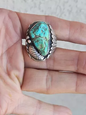 Vintage Zuni 1940s Sammie Sterling Silver  925 Turquoise Size 11 Ring • $99.99