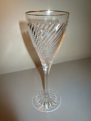 $30 • Buy WATERFORD CRYSTAL Arrington Gold Rim Water Goblet Stemware 8 7/8 