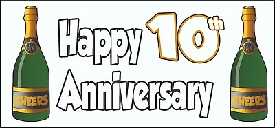 Happy 10th Anniversary Banner X2 - Party Decorations Wedding Celebrations Events • £7.95