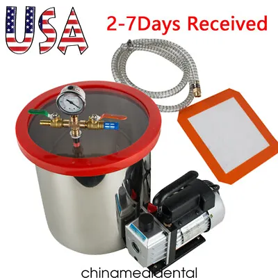 $159 • Buy 5 Gallon Vacuum Chamber Degassing Silicone&3CFM Single Stage Pump W/ Hose New