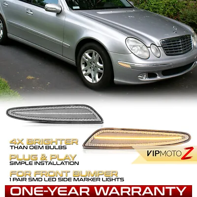 Front Chrome FULL LED Side Marker Lights For 2003-2006 Benz W211 E320 E350 E500 • $36.95